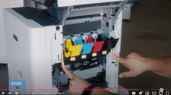 How to replace black/color imaging kit on Xerox VersaLink C625_Step 12_Lock imaging unit/kit into place