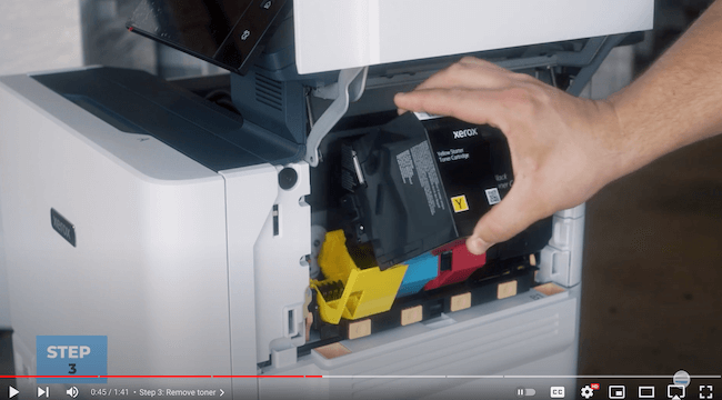 Replacing Toner on Xerox VersaLink C625_Step 3 Remove Toner