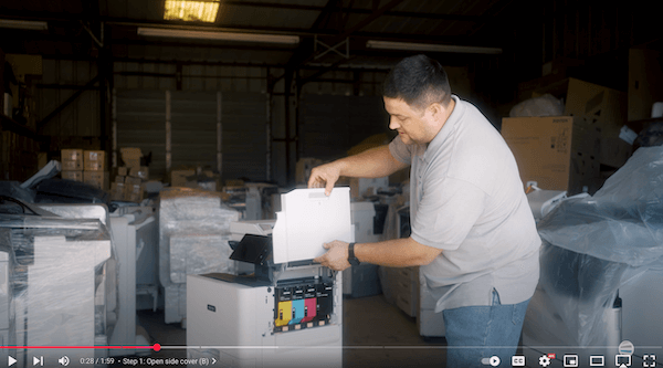 How to Replace Waste Cartridge on Xerox VersaLink C625_Step 1_2_Swing Cover Upwards