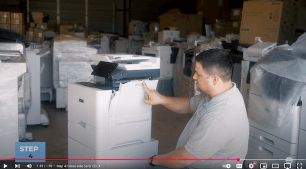 How to Replace Waste Cartridge on Xerox VersaLink C625_Step 4_Close Side Cover