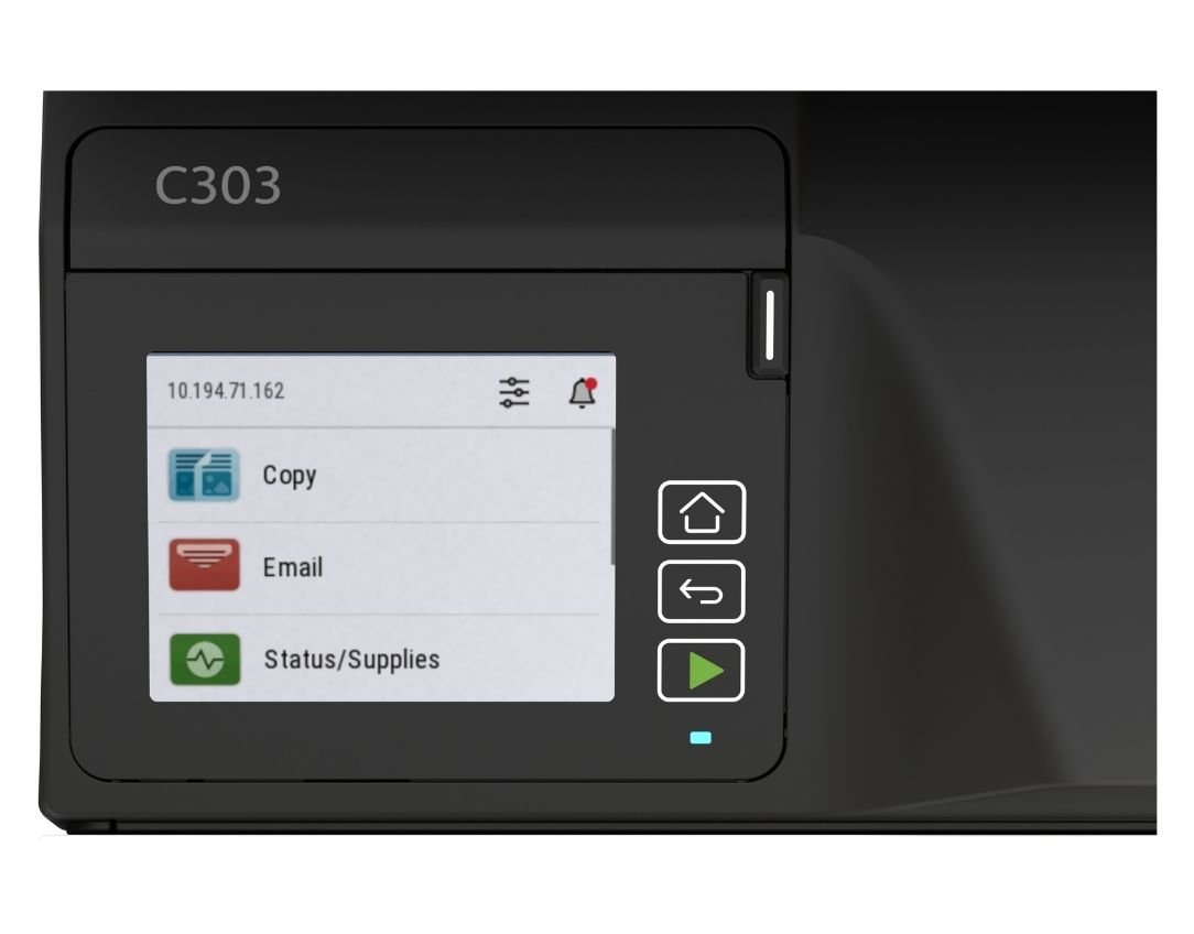 Xerox C303 printer touchscreen closeup