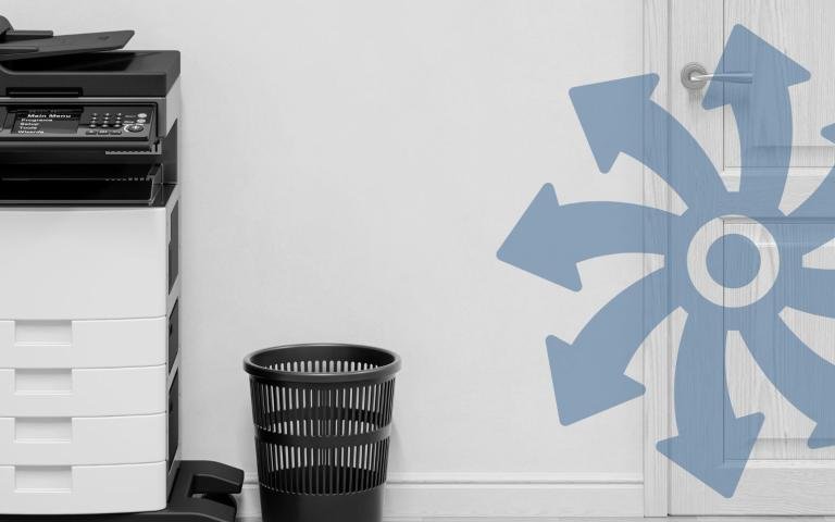A multifunction printer in a room