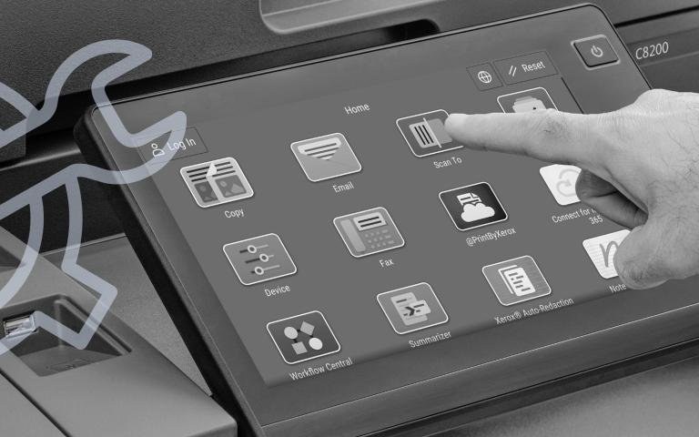 Person touching Xerox ConnectKey UI