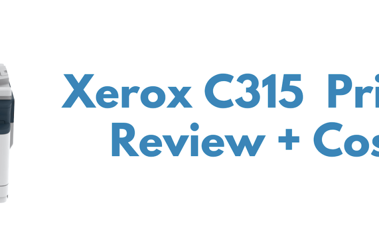 A picture of the Xerox C315 next to the words "Xerox C315 Printer Review + Costs"