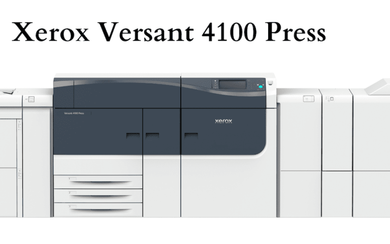 A picture of the Versant 4100 on a white background with the text "Xerox Versant 4100 Press" above it