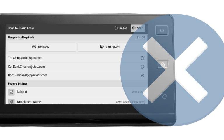 Xerox printer touchscreen with Scan to Email app