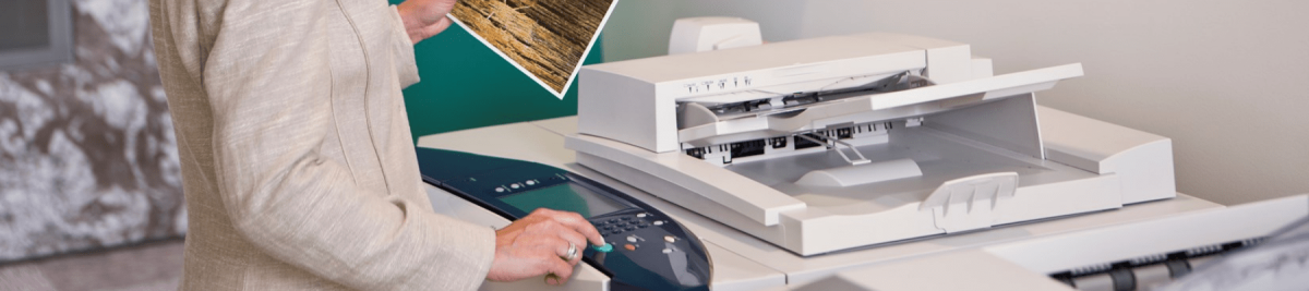 woman using xerox printer