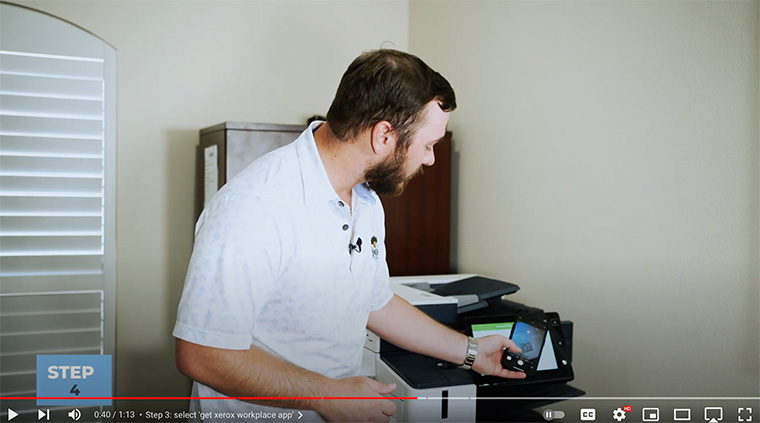 Xerox partner uses QR code to download Xerox Workplace Mobile app to phone