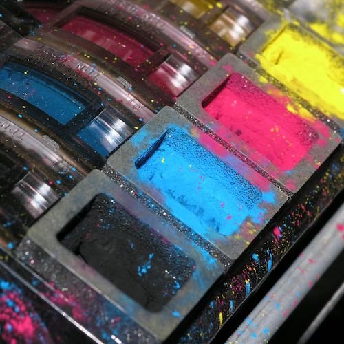 Close up of toner cartridges